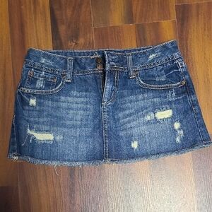 Amethyst Jeans Blue Distressed Mini Skirt